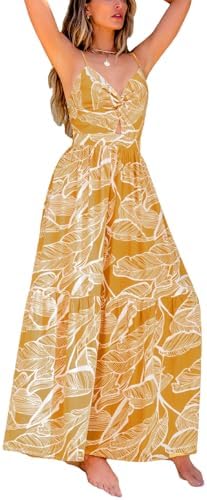 Sundresses - CUPSHE Women's Maxi Dress Floral Print Twisted V Neck Sleeveless Long Dress Summer Casual Dress