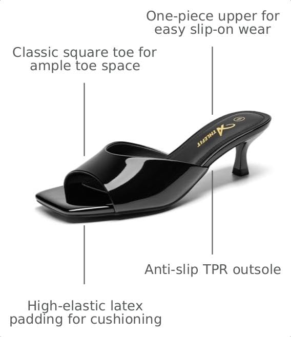 Athlefit Women's Kitten Heels Open Square Toe Heeled Sandals Slip On Comfortable Casual Clear Low Heels for Prom Si/ze 8Athlefit Women's Kitten Heels Open Square Toe Heeled Sandals Slip On Comfortable C like new