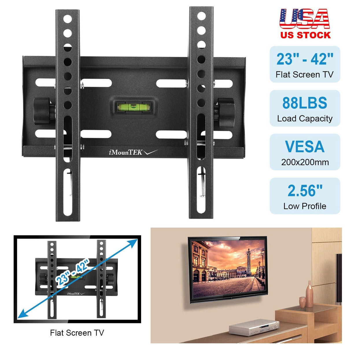 TV Wall Mount Bracket Tilt for 23"-42" LED/LCD/PLASMA Flat TV VESA 200x200mm