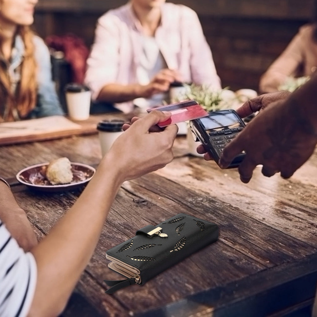 Women Wallet PU Leather Lady Long Purse Phone Clutch Case Credit Card Holder 11 Card Slots 1ID Window 5 Money Pouch