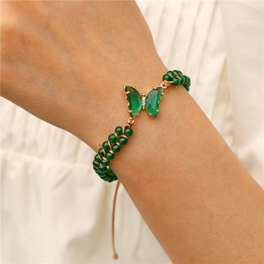 Light Luxury Butterfly Pendant Woven Bracelet
