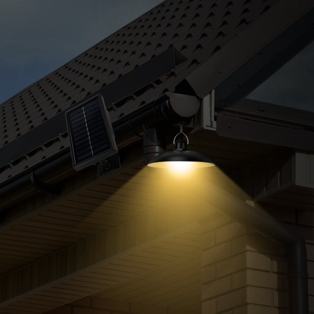 Solar Shed Lights Dual Lighting Heads Dimmable Timing Auto Sensor Turn Off Hanging Lamp IP65 Waterproof Remote Control Pendant Light For Garden Patio