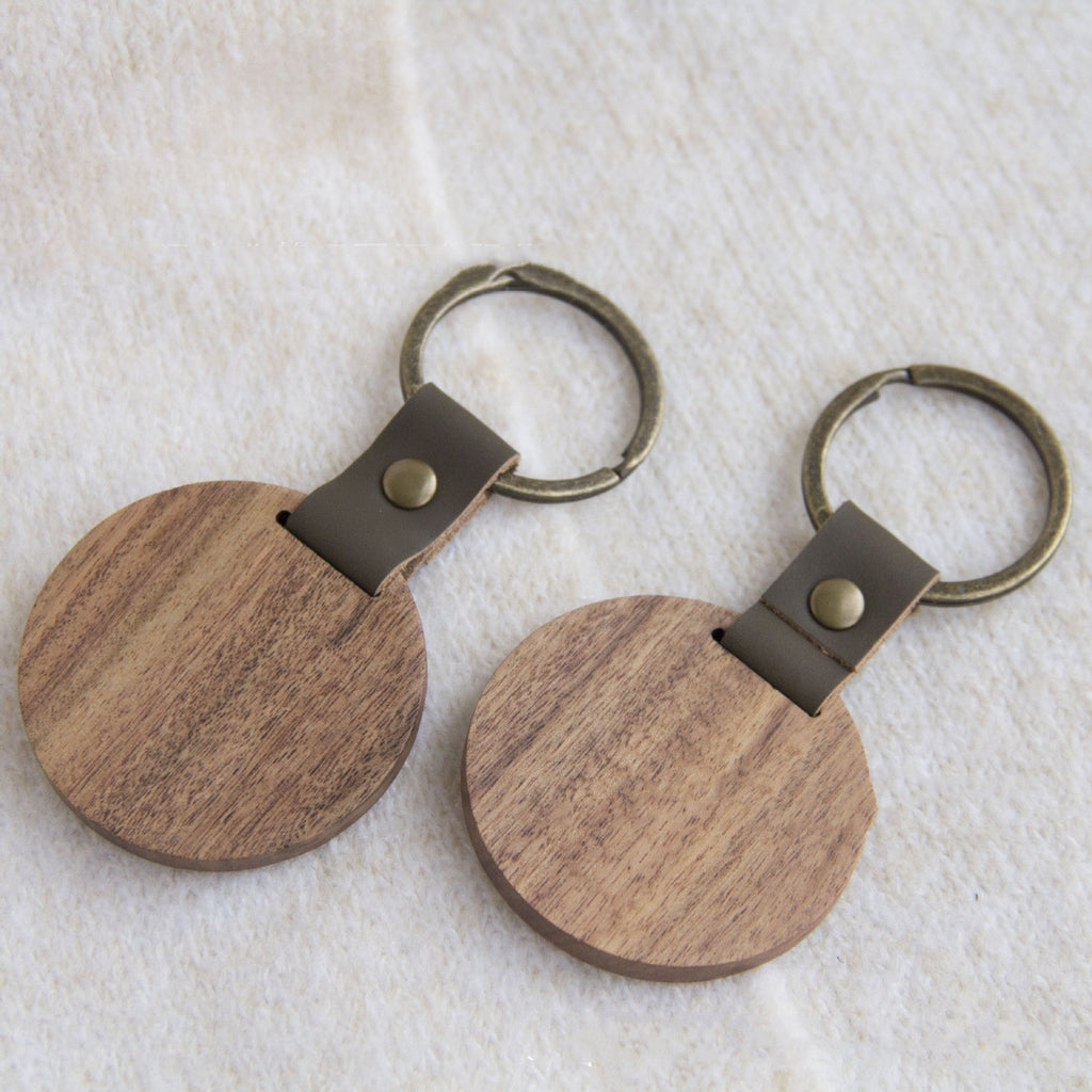 Acacia Wood Keychain with Laser Engraving
