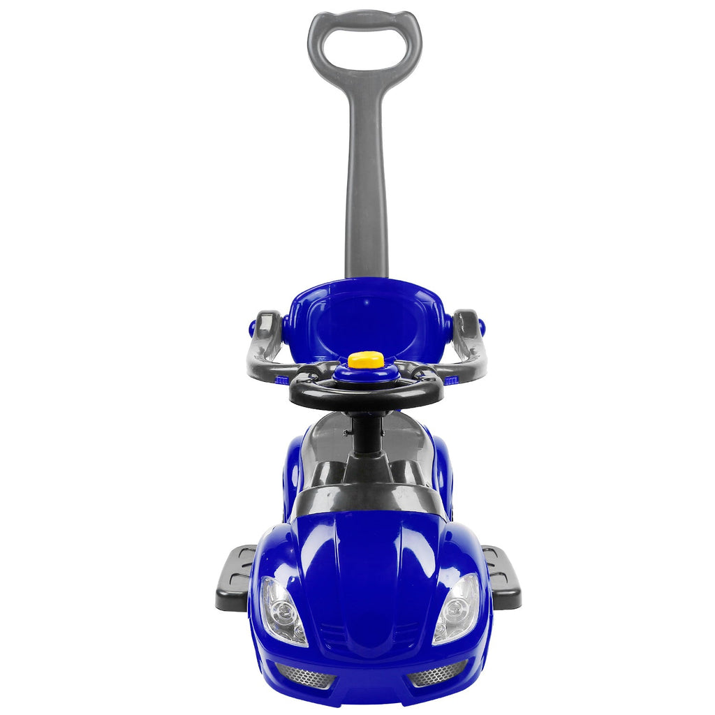 Ride on Push Car 4-Wheel Children Sliding Push Car W/ Colorful Flashing Light Music Handrail Guardrail Push Rod