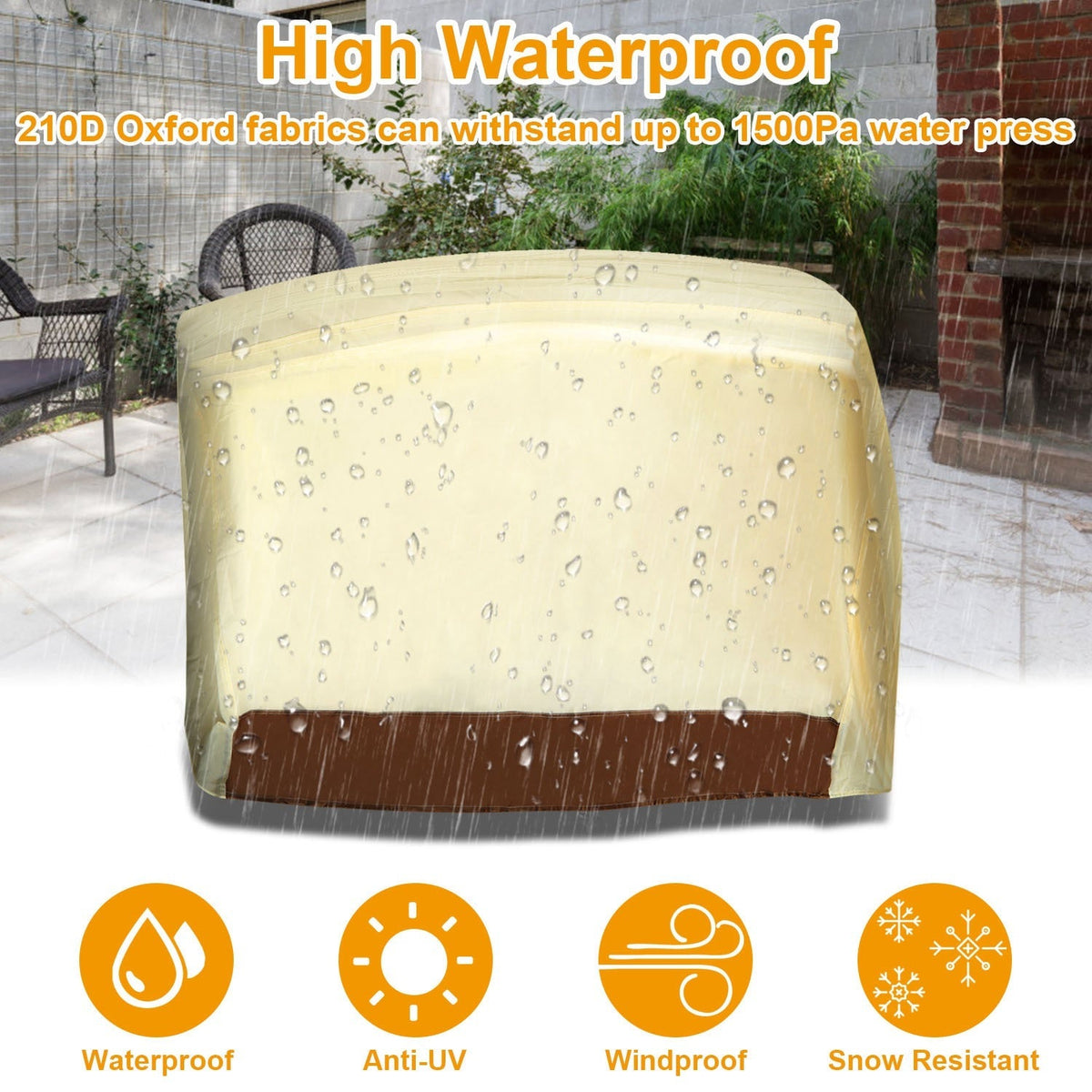210D Waterproof Outdoor BBQ Grill Cover Windproof Dustproof Patio Gas Grill Oven Protector Oxford Cloth Garden