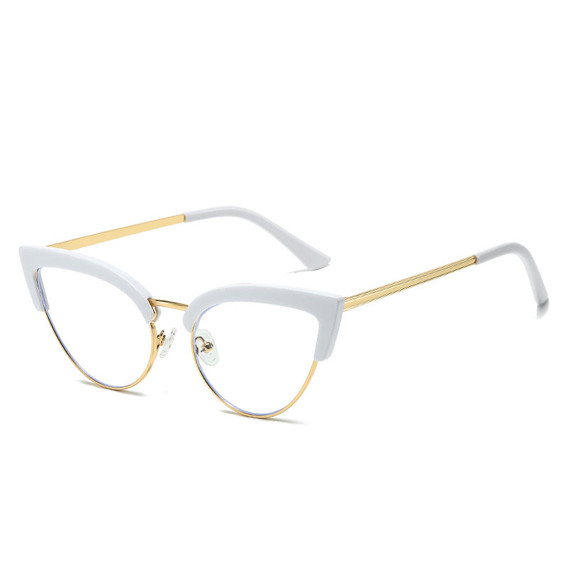Stylish Large Frame Metal Lower Half Metal Plain Glasses