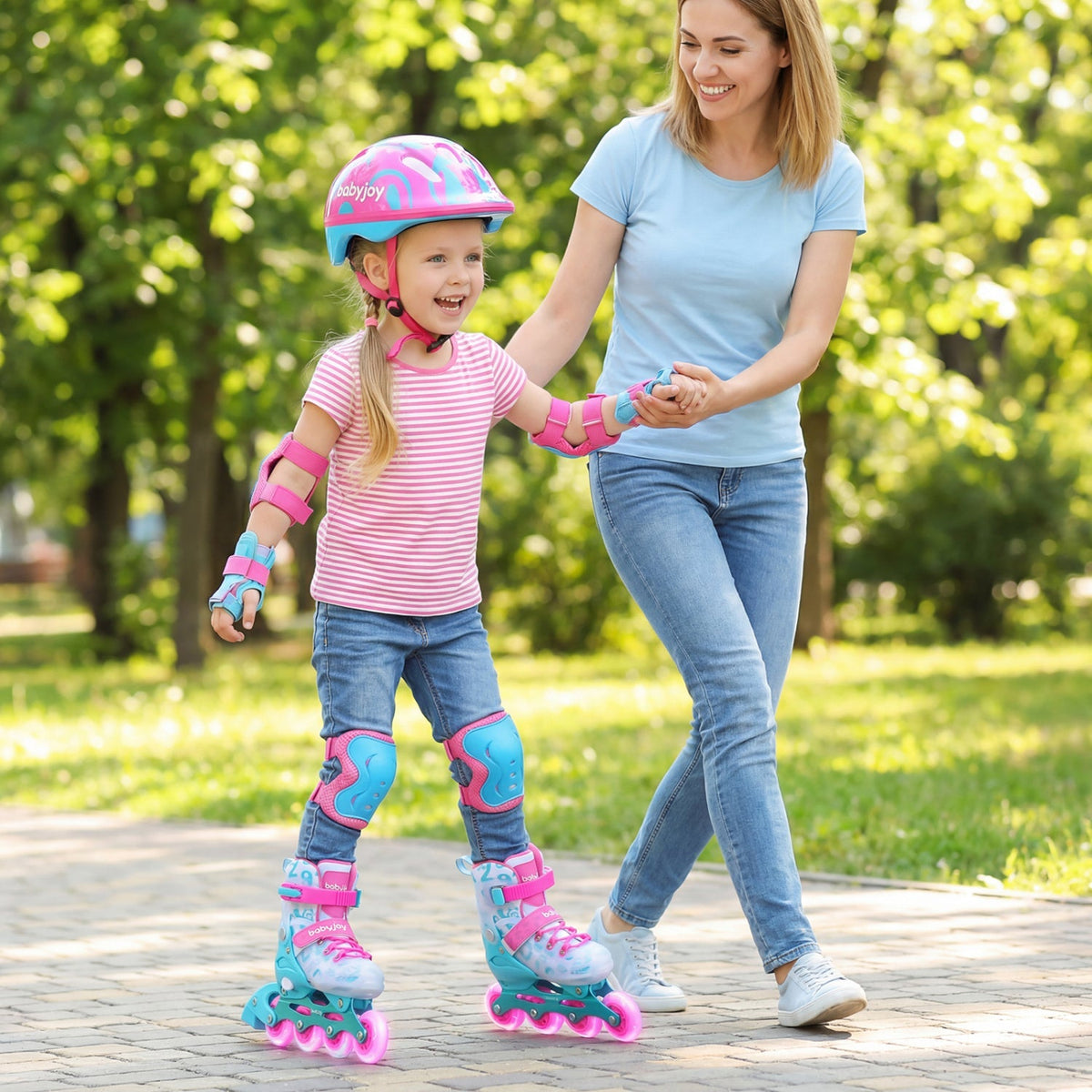 4-Size Adjustable Kids Inline Skates for Beginners Ages 5-7