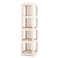 4-Tier Foldable Rotating Bookshelf with Swivel Base and Translucent Panels-White