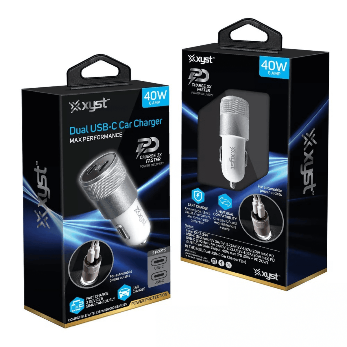 Xyst 40-Watt Dual USB-C Car Charger
