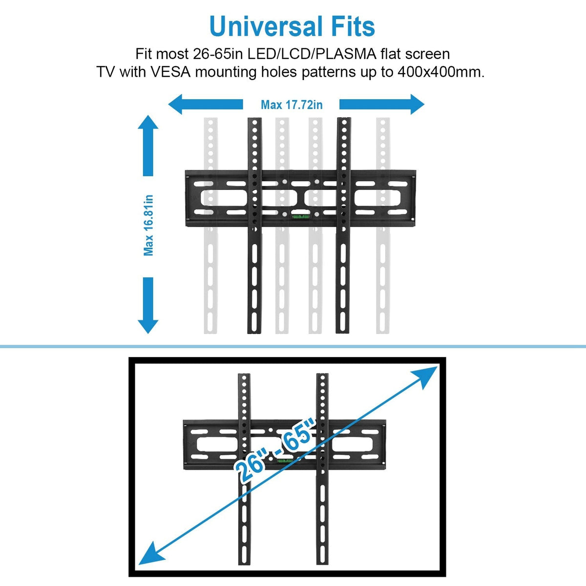TV Wall Mount Bracket for 26-65in LED/LCD/PLASMA Flat TV VESA 400x400mm