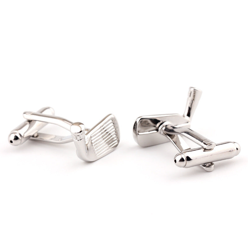 Golf Racket Shape Metal French Shirt Cufflinks