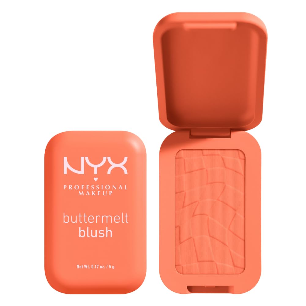 NYX PROFESSIONAL MAKEUP Buttermelt Powder Blush, Fade and Transfer-Resistant Blush, Up to 12HR Make Up Wear, Vegan Formula - For The Butta