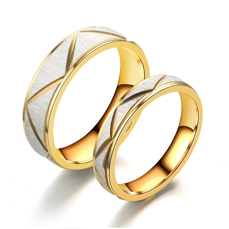 24K Gold Titanium Steel Couple Ring