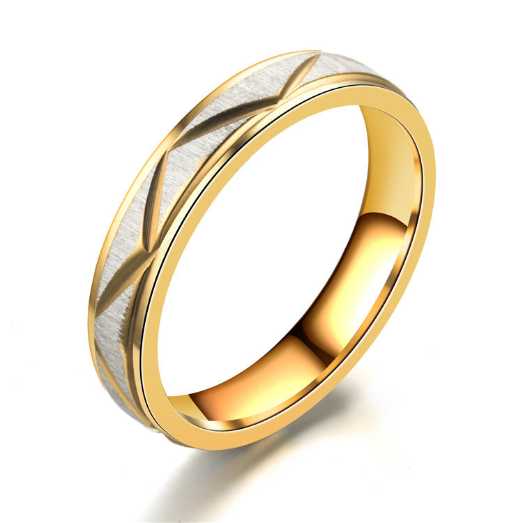 24K Gold Titanium Steel Couple Ring
