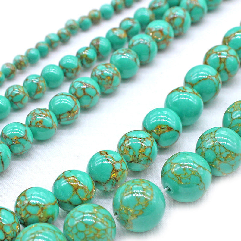 Handmade Green Turquoise Round Bead Jewelry Kit