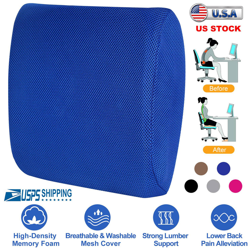 Lumbar Support Pillow Memory Foam Back Cushion with 3D Mesh Cover for Car Office Chair