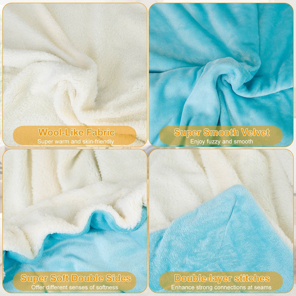 Fleece Throw Blanket Warm Soft Flannel Bed Cover Cuddly Cozy Sofa Travel Car Blanket w/ Queen King Throw Size Optional