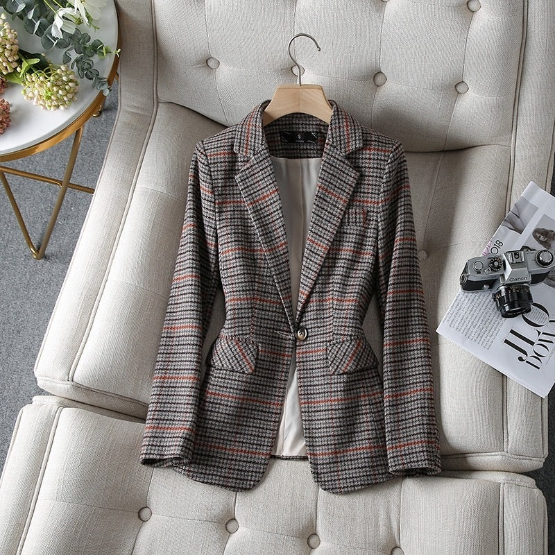 Women's Korean-style Houndstooth Suit Jacket