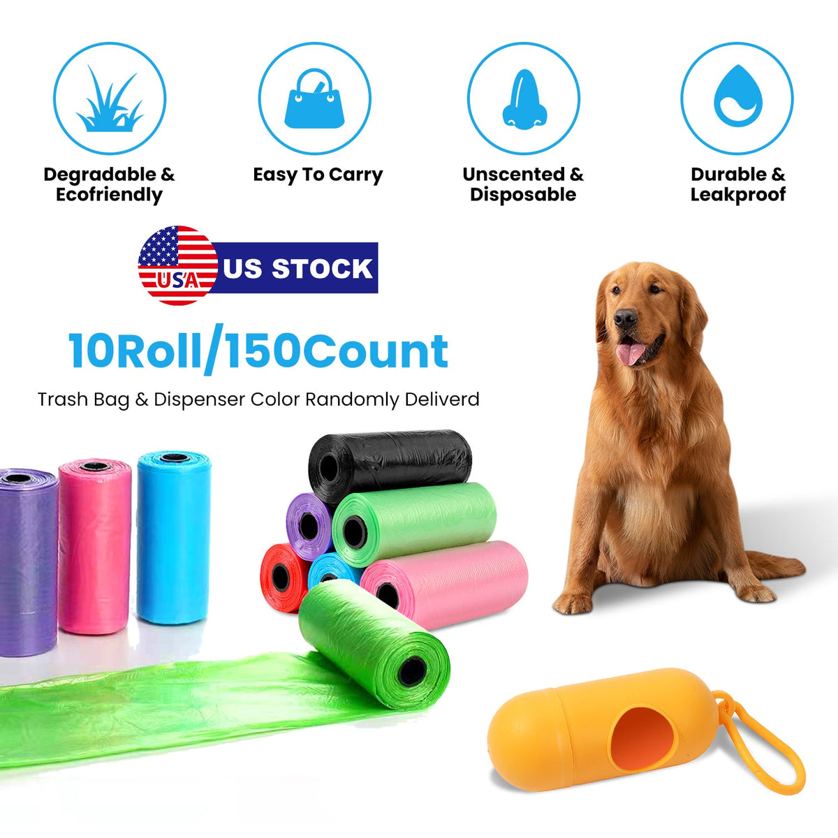 GBruno 10 Rolls 150 Count Dog Waste Bags