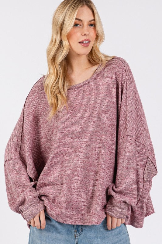 Back To School Sweater - SAGE + FIG Round Neck Batwing Sleeve Oversize Top