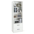 6-Tier Tall Freestanding Bookshelf with 4 Open Shelves and 2 Drawers