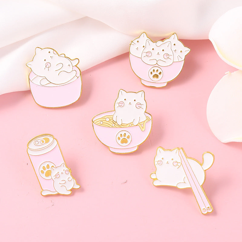 Golden M Badge Kitty Brooch