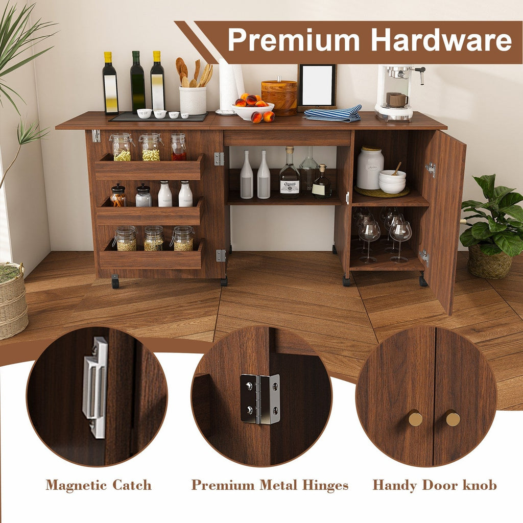 57.5" Foldable Sewing Machine Table with Storage & Casters