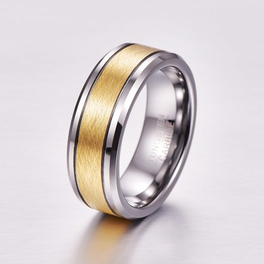 Men's 8mm Gold Tungsten Wedding Band
