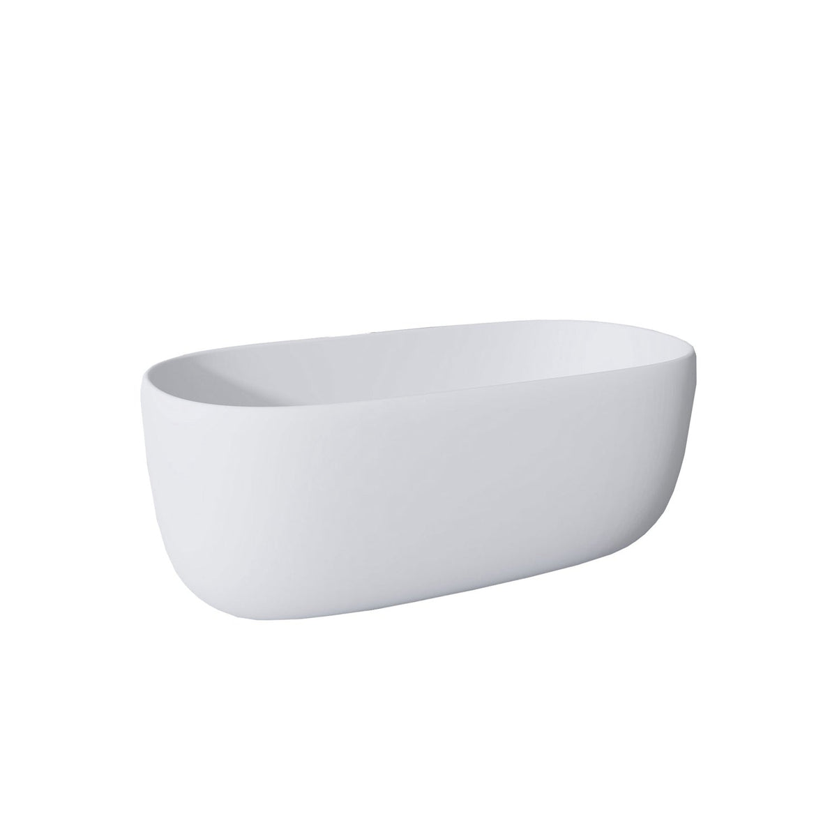 51" Oval Freestanding Soaking Tub - Matte White Resin Stone