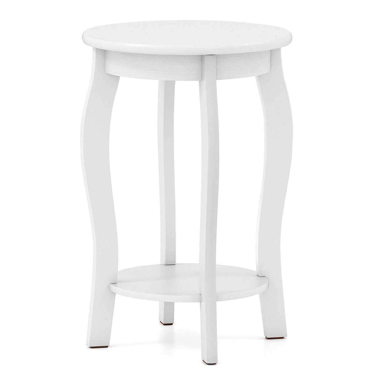 15 Inch 2-Tier Round End Table with Storage Shelf