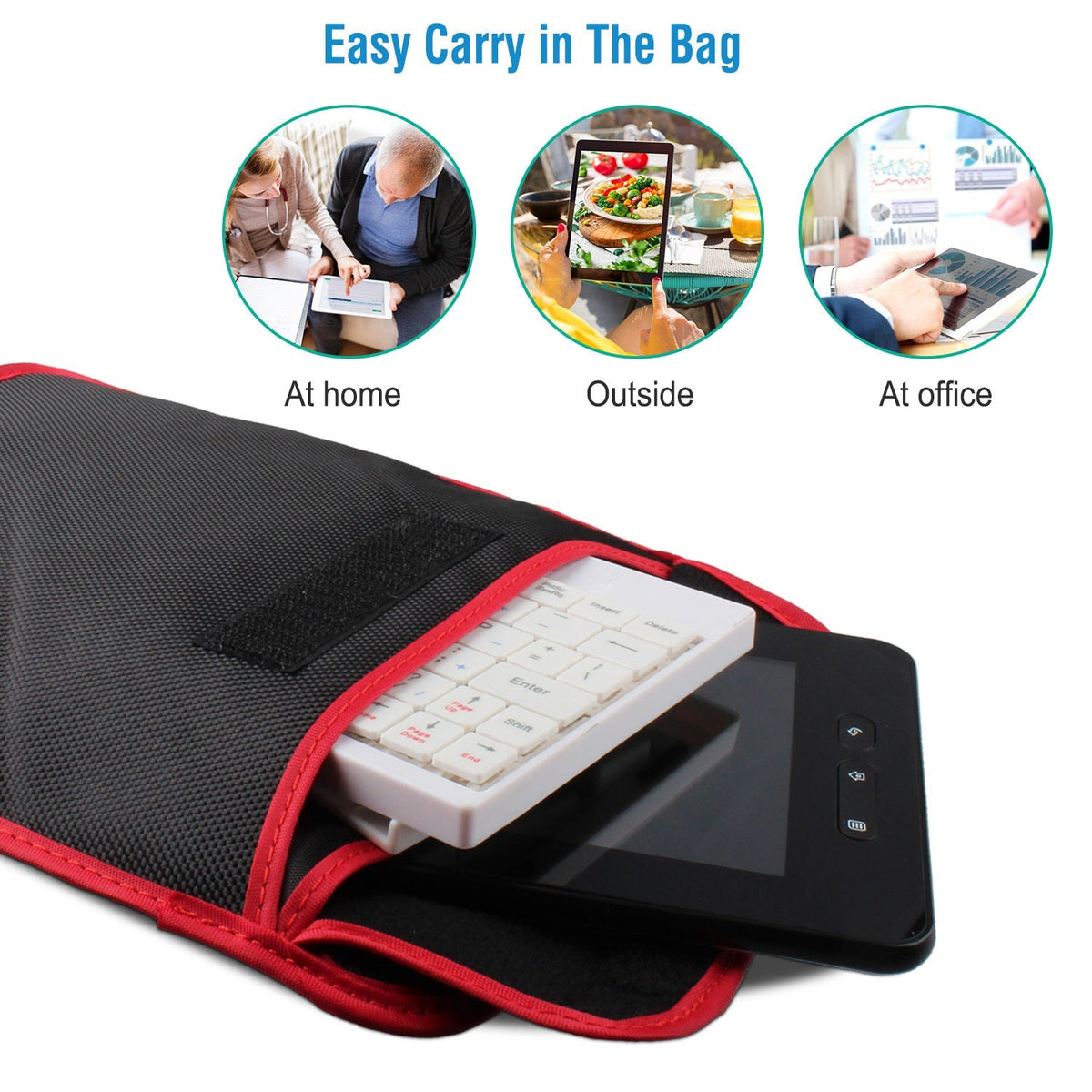 80 Keys Wired Keyboard Mini USB Connector Keyboard Portable Durable Keyboard w/ Carry Bag Tablet Stand for Android Window Tablet