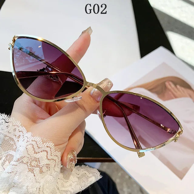 Cat Eye Sunglasses Women Trendy Vintage Vacation Designer Luxury Glasses Lentes De Sol Mujer Lunette Soleil Femme Vasos