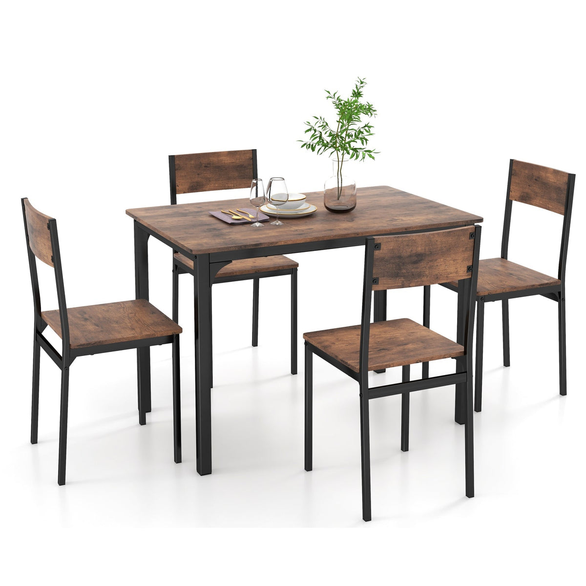 5 Piece Dining Table Set Industrial Style Kitchen Table and Chairs for 4