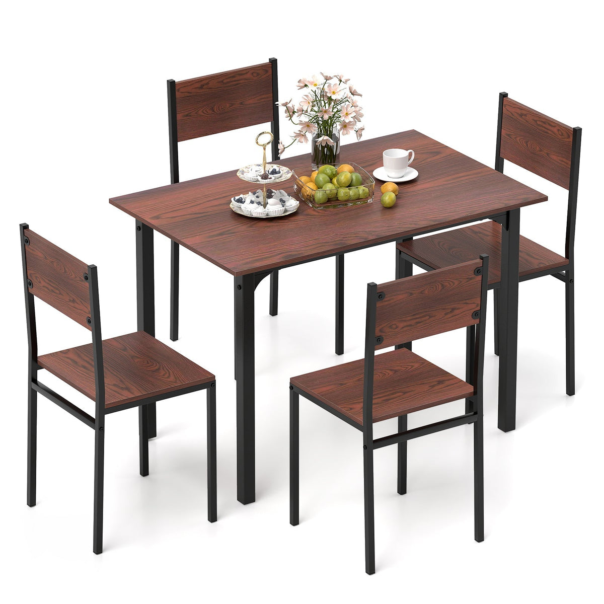 5 Piece Dining Table Set Industrial Style Kitchen Table and Chairs for 4