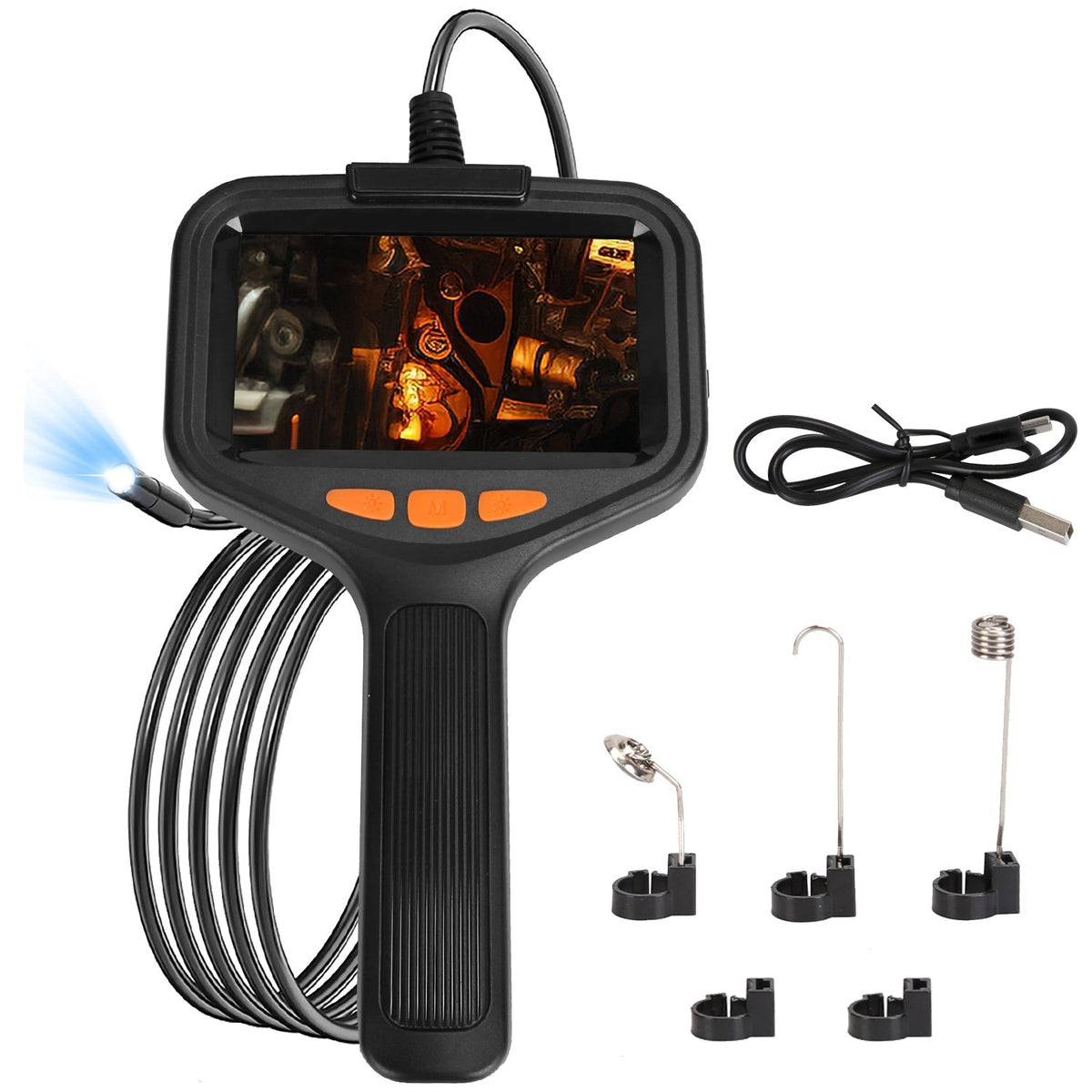 4.3in Inspection Camera with Light Articulating Borescope Endoscope Camera with 16.4FT Wire 2 Modes 3 Adjustable Brightness IP67 Waterproof for Plumbi