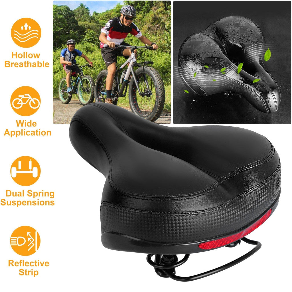 Padded Bike Seat with Dual Springs & Reflective Strip