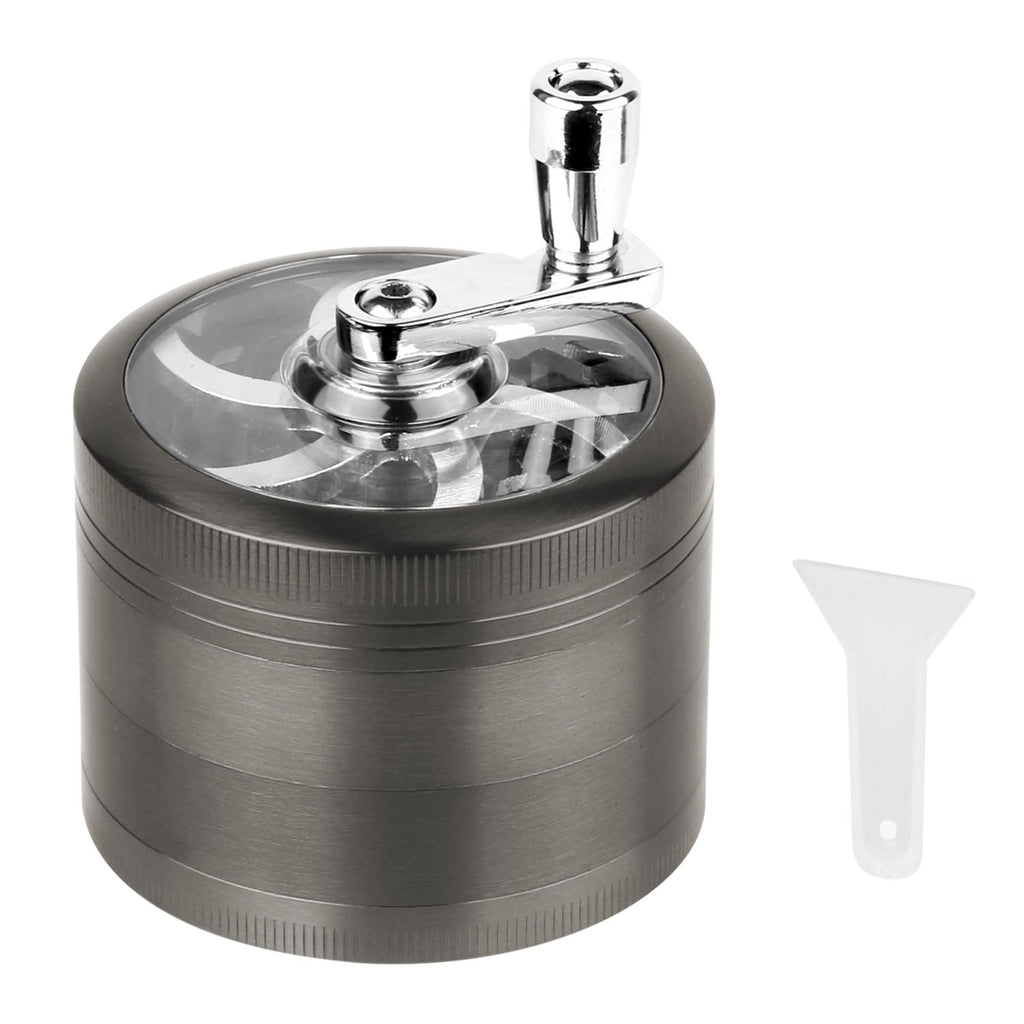 Herb Spice Tobacco Grinder 2.5-inch 4-Piece Zinc Alloy Hand Crank Crusher Kitchen Mill with Pollen Scraper