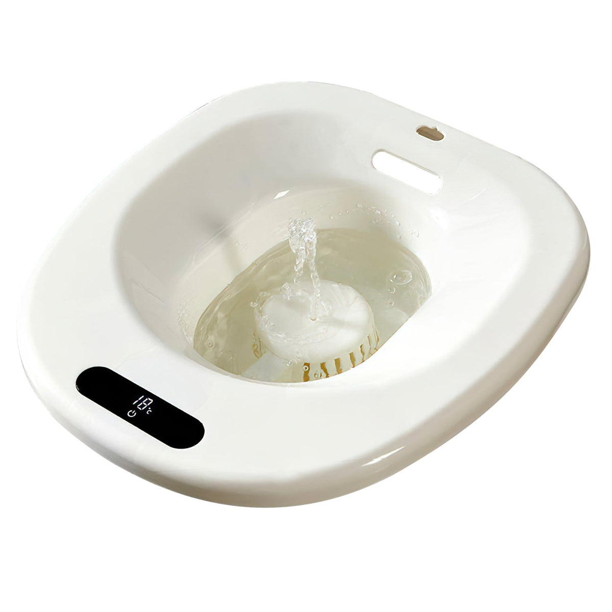 Electric Sitz Bath Tub Sits Bath Soak Pan Salts BowlÊPostpartum Care Basin for Toilet Seat with 2-Level Water Flow Water Temperature DisplayÊ1500mAh B