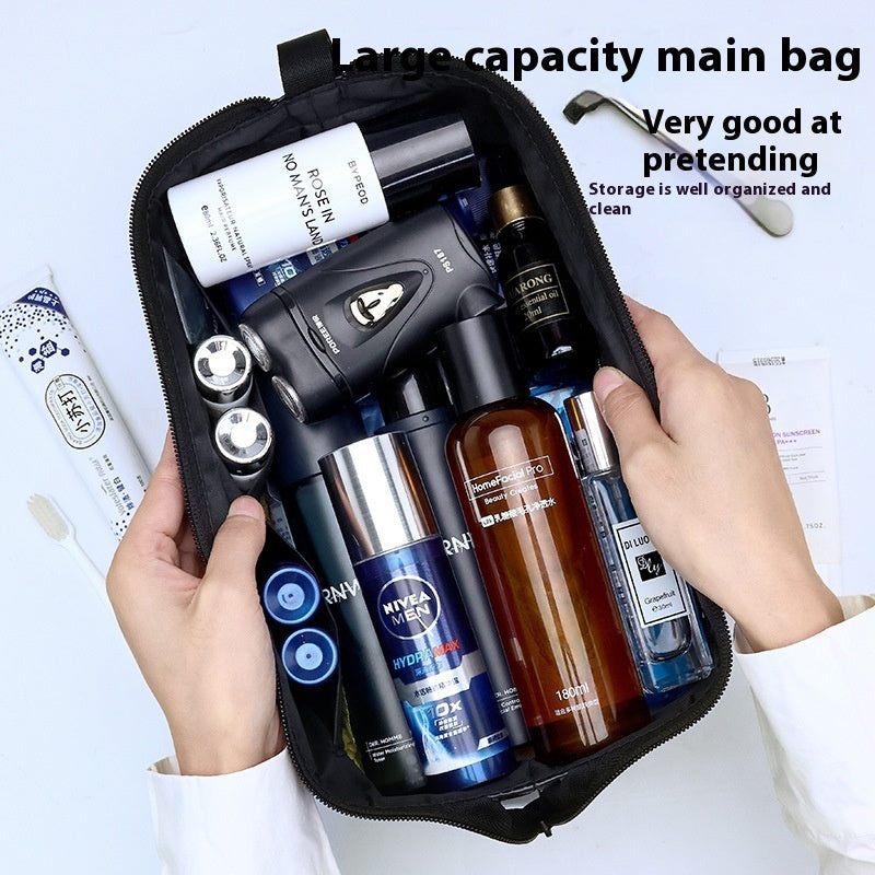PU Men's British Style Double Layer Toiletry Bag