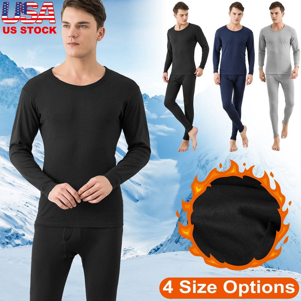 Men Thermal Underwear Set Long Johns Pants Long Sleeve Soft Underwear Kit Top Bottom Winter Sports Suits