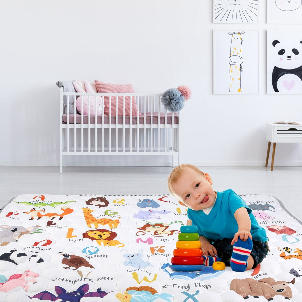 50x50IN Baby Play Mat Non-Slip Baby Crawling Mat Foldable Playpen Mat Machine Washable for Newborns Infants Babies Toddlers