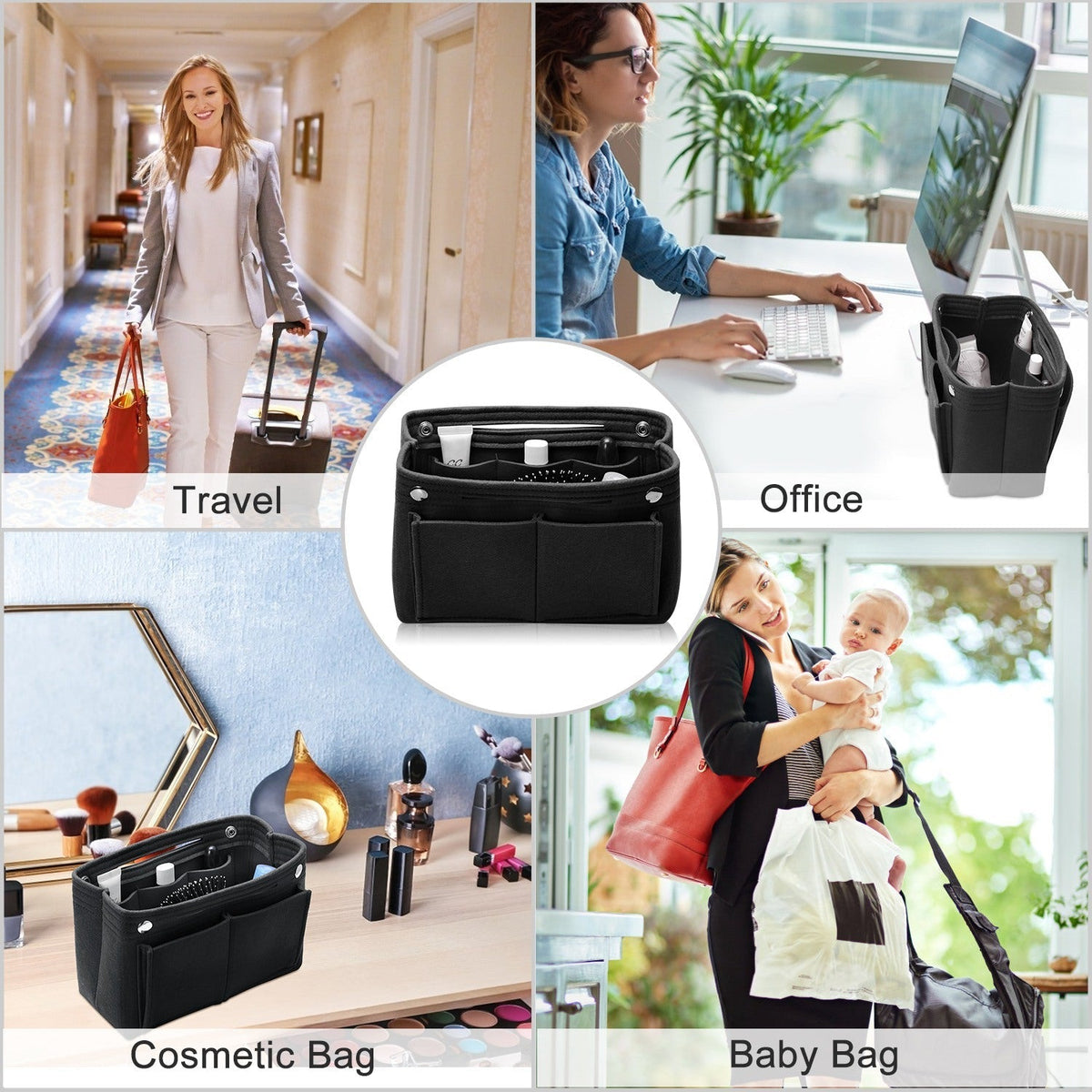 Felt Handbag Insert Organizer Purse Tote Shaper Bag in Bag Cosmetic Bag Handbag Purse Organizer