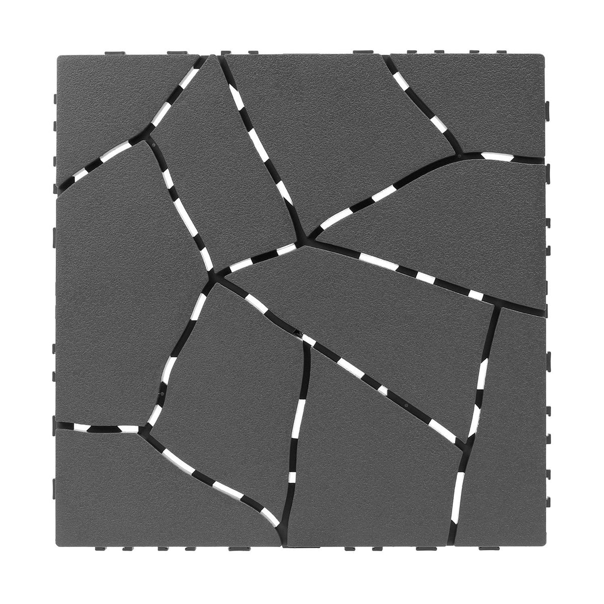 Interlocking Patio Deck Tiles 12 Inch Stone Pattern 44-Piece Set