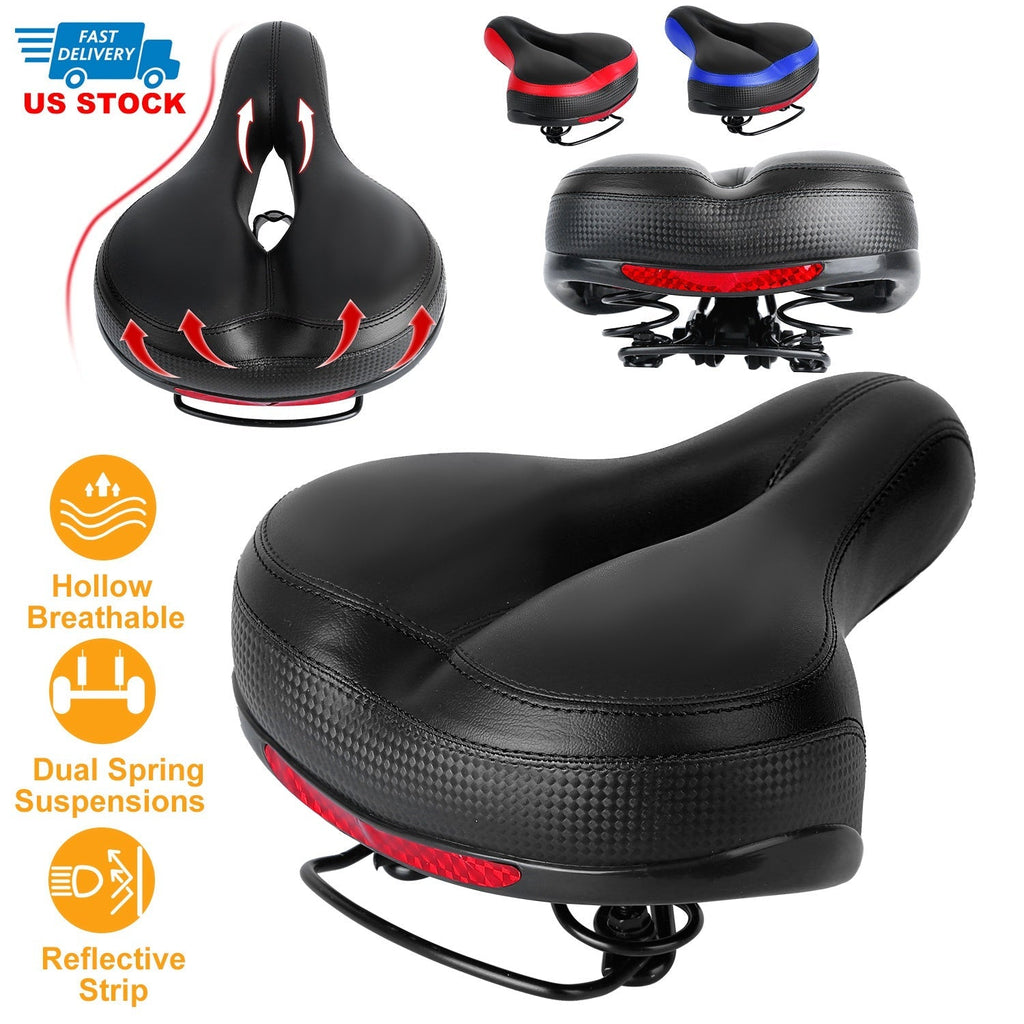 Padded Bike Seat with Dual Springs & Reflective Strip