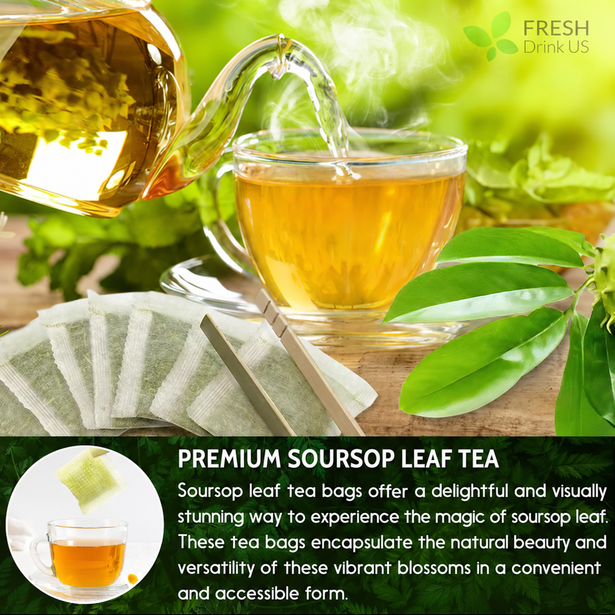 Premium Soursop Leaves Tea bags, Dried Soursop Leaves, Soursop Leaf Powder, Guanabana Leaves Tea, Hoja Guanabana Tea