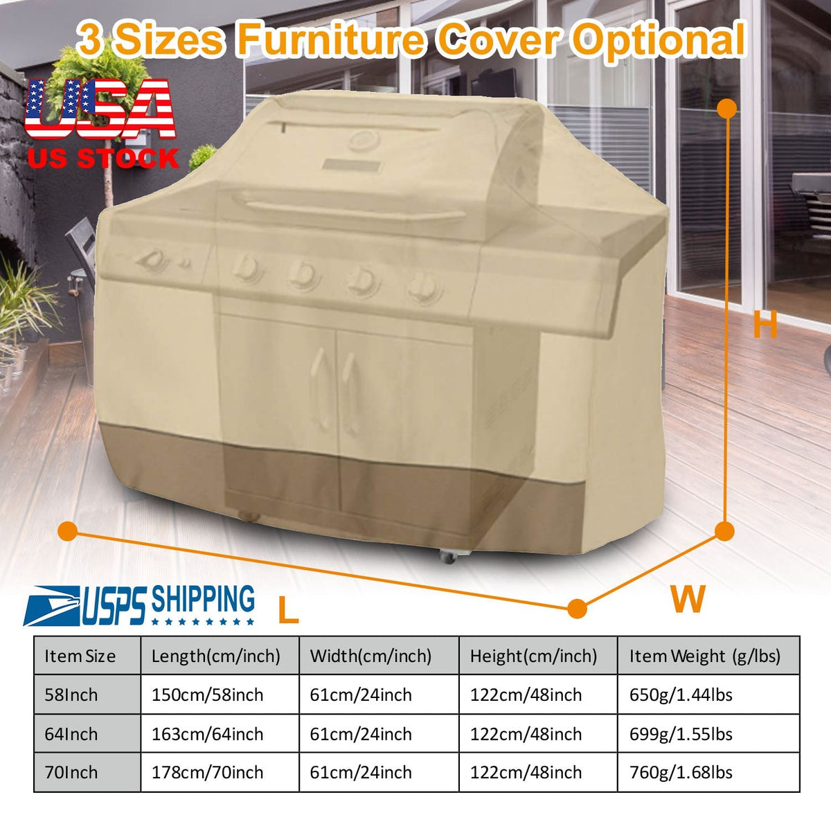 210D Waterproof Outdoor BBQ Grill Cover Windproof Dustproof Patio Gas Grill Oven Protector Oxford Cloth Garden