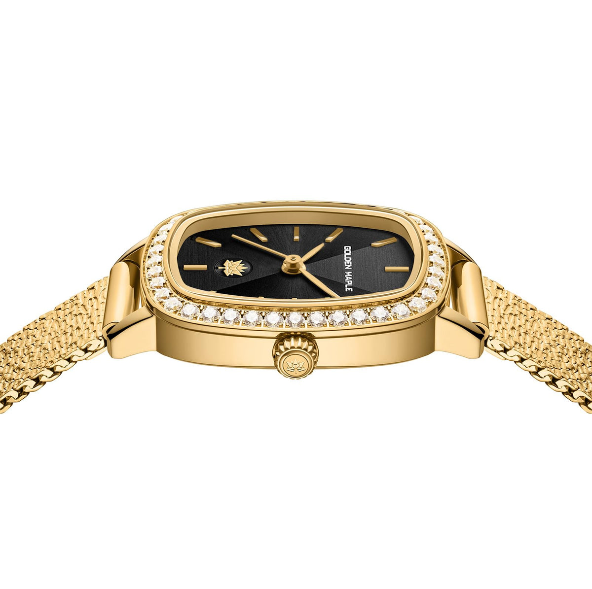 GOLDEN MAPLE Watches for Women, Dainty Gold Watch with Small Stainless Steel Case, Quartz Movement and Water Resistant, Adjustable Mesh Band