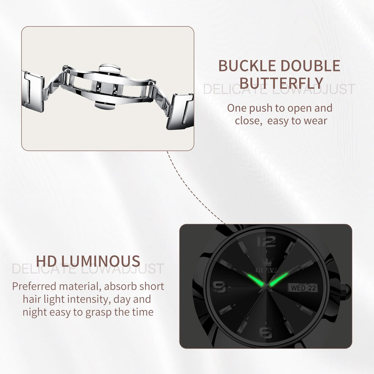 OLEVS Watch Women Luxury Classic Stainless Steel Small Wrist Dress Watches for Women Waterproof Analog Day Date Dainty Fashion Dress Female Watch-(Black/Rose Gold/Gold Face)