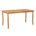 63 inch Outdoor Dining Table with Umbrella Hole Farmhouse Bistro Dinette Furniture