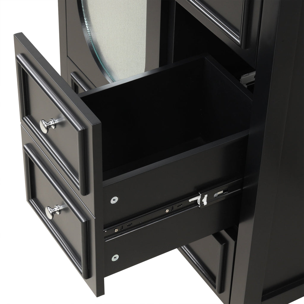 30" Bathroom Vanity with Sink, Bathroom Vanity Cabinet with Three Drawers and Door, Solid Wood and MDF, Black
